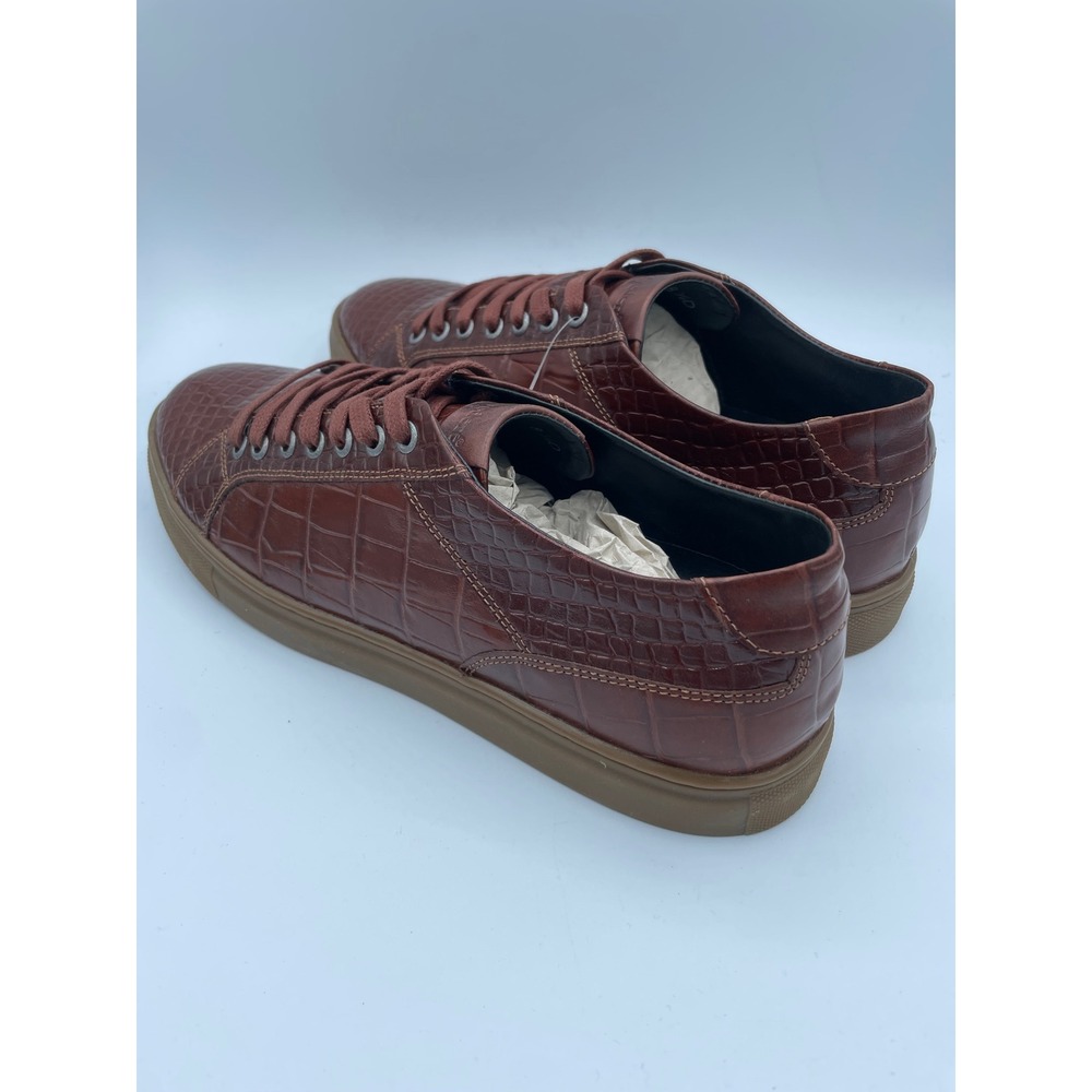 Belvedere Bernardo II Mens Cognac Alligator Embossed Leather Sneakers 8.5 D - Picture 3 of 7